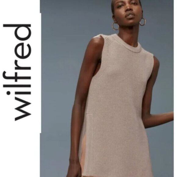 Aritzia Wilfred Palmier Tan Sleeveless Knit Tunic - Picture 1 of 12